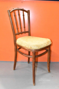 Chair Thonet Wien Vintage In Wood With Sitting In Fabric (marchiata)