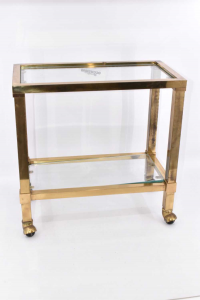 Trolley Mini In Brass With Glass Shelves 44x24 H44 Cm