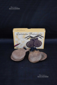Pair Of Castanets Wood New