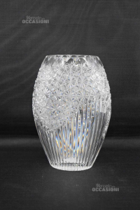 Vase Flower Stand In Crystal Worked H 27 Cm