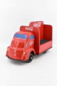Furgoncino Camion Coca Cola Legno / Ceramica Espositore 40 X 25 X 17 Cm