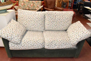 Sofa Two Seats Green And White Fantasy Fabric Removable Cover