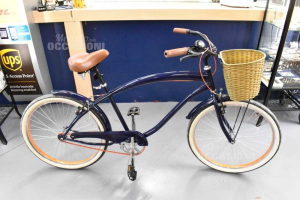 Bicicletta Adulto Stile Vintage Vernice Blu Con Cestino