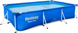 Bestway Steel Pro Piscina Fuori Terra, Rettangolare, 300 X 201 X 66 Cm, Blu (2 Pompe)