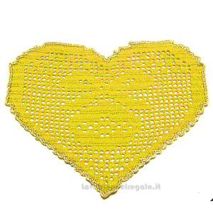 Centrino a Cuore giallo e oro per Natale ad uncinetto 29.5x19.5 cm - NC027 - Handmade in Italy