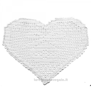 Centrino a Cuore bianco e argento per Natale ad uncinetto 29.5x19.5 cm - NC027 - Handmade in Italy