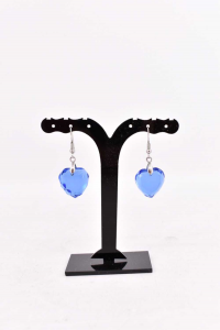 Earrings In Crystal Blue In Shape Of Heart