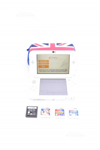Nintendo 3 Dsxl White Double Screen With Telecamere Working With 4 Games
