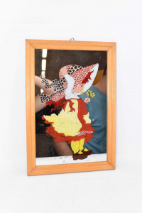 Gemälde Spiegel Jahrgang Babymädchen Kleid Rot Gelb 23x33 Cm
