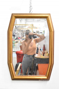 Specchio Con Cornice Dorata 54x80 Cm