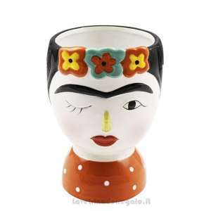 Vaso portapiante Viso donna in ceramica 12x12x18 cm - Idea Regalo