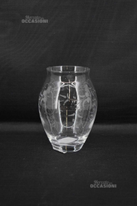 Vase Glas Blumenständer Siebdruck H 20 Cm