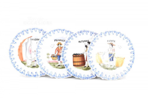 4 Plates Seasons White With Characters