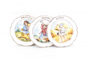 Trio Of Plates Stagionali Ceramic Bordo Brown (spring,summer,winter)