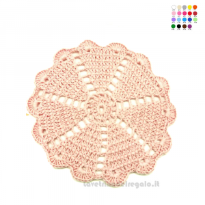 Sottobicchiere rosa ad uncinetto 14 cm NC156 - 4 PEZZI - Handmade in Italy