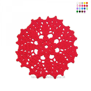Sottobicchiere Rosso rotondo ad uncinetto 13.5 cm NC009 - 4 PEZZI - Handmade in Italy