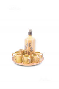 Plate With Terracotta Botle + 6 Shot Glasses 24 Cm