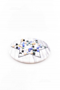 Checkers Chinese Round In Marble With Marbles 30 Cm