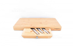 Wooden Chopping Board With Drawer Holder Knives Andrea Fontebasso 1760 20x40 Cm