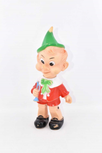 Pinocchio Rubber Brev.made In Italy Height 36 Cm