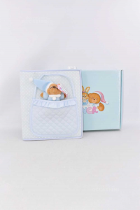 Album Holder Photo Newborn Franca In Fabric Light Blue