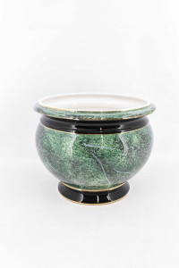 Vaso Porta Fiori In Ceramica Verde E Nero Altezza 22 Cm
