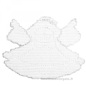 Centrino Bianco e Agento a forma di angelo ad uncinetto 33x25.5 cm - Handmade in Italy