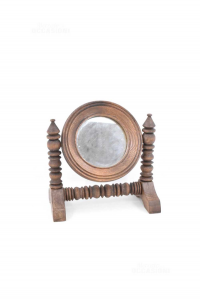Mirror With Wooden Pedestal 24x24 Cm