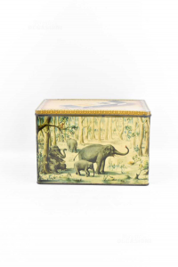 Tin Box Vintage Rectangular Elephant Estratto Caffe Dutch 24x16x16 Cm