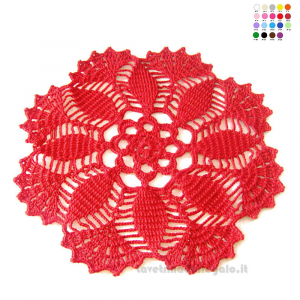 Centrino rotondo rosso ad uncinetto 26 cm - NC215 - Handmade in Italy