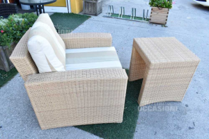 Armchair Rattan With Cushions + Table Skyline Design Beige