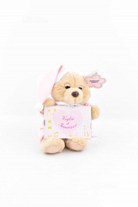 Stuffed Animal Teddy Bear Pink In Pjs With Photo Frame New 23 Cm