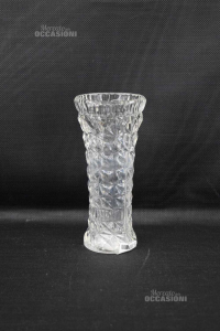Vase Glas Blumenständer Jahre 70 H 22 Cm