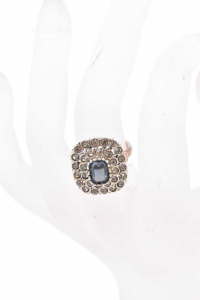 Ring In Silver With Zircons And Stone Blue