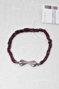 Bracelet Granate With Silver Hook 19 Cm