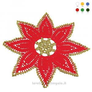 Centrino Stella rosso e oro per Natale ad uncinetto 35 cm - NC311 - Handmade in Italy