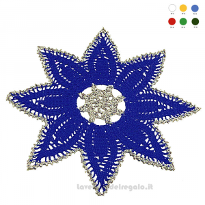 Centrino Stella blu e argento per Natale ad uncinetto 35 cm - NC311 - Handmade in Italy