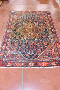 Teppich Iran Fantasie Rot Blau (nein Fransen) 193x134 Cm