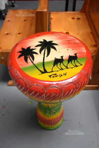 Bongo In Terracotta Hand Painted 75 Cm (possibilita Of Aggiungere Lightbulg)