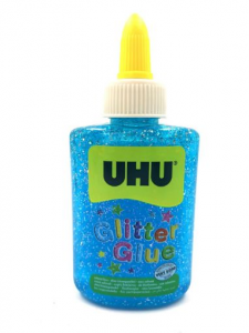 UHU glitter glue bottle azzurro