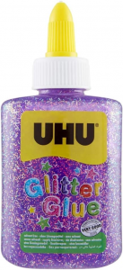 UHU glitter glue bottle viola