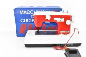 Sewing Machine Toy New Ellegi Licia White Red Battery Operated With Case