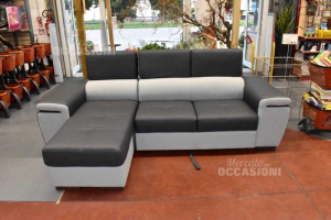 Sofa Angular In Faux Leather Gray Light Dark New + Corner Container And Bed
