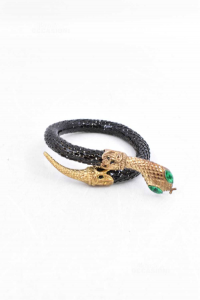 Bracelet Snake Black Golden,eyes Green