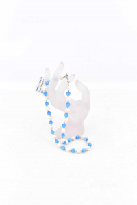 Halskette Perlen Hellblau Weiß 45 Cm
