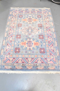 Wool Carpet Made In China With Certificate Size 180x120 Cm Light Blue And Pink