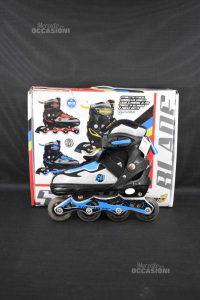 Roller Street Balde Black Blue Extendable 35 / 38 With Protections