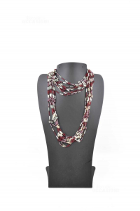 Halskette Multifilo Perlen 70 Cm Rot Weiß Grün