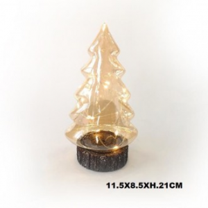 Mercury Christmas Snow Albero Di Natale Colore Oro Con Luce Con Base Legno Per Decorazione Natalizia