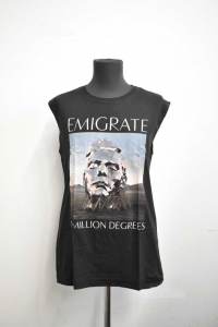 T-shirt Man Emigrate By Million Degrees Black Print Sizexl